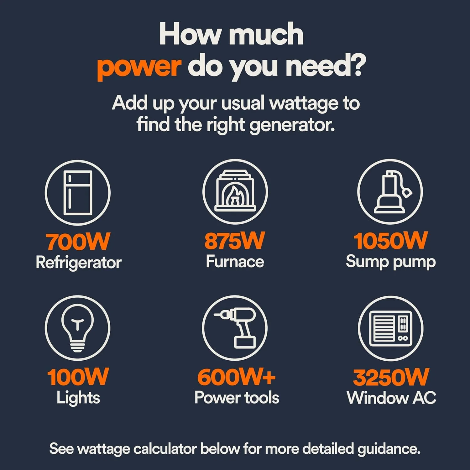 8,000-Watt Gas-Powered Portable Generator - Electric Start with COsense - PowerRush Advanced Technology - Reliable Power for Emergencies, Recreation, Home - 49 State Compliant - Orange/Black(8000-Watt + Electric Start + COsense)