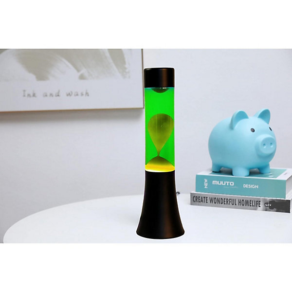 ITotal XL2345 Lampe à Lave 40 cm avec Base Noire, Liquide Vert et Cire Jaune