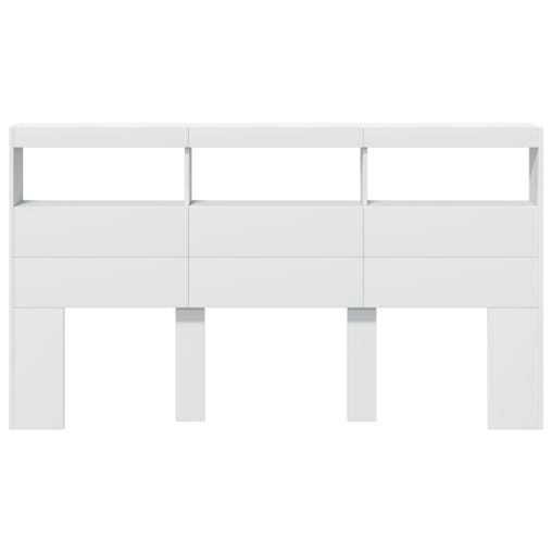 NNEVL Headboard Cabinet with LED White 180x17x102 cm