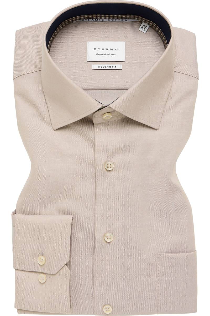 ETERNA Dynamic Cotton Modern Fit Hemd beige, Einfarbig