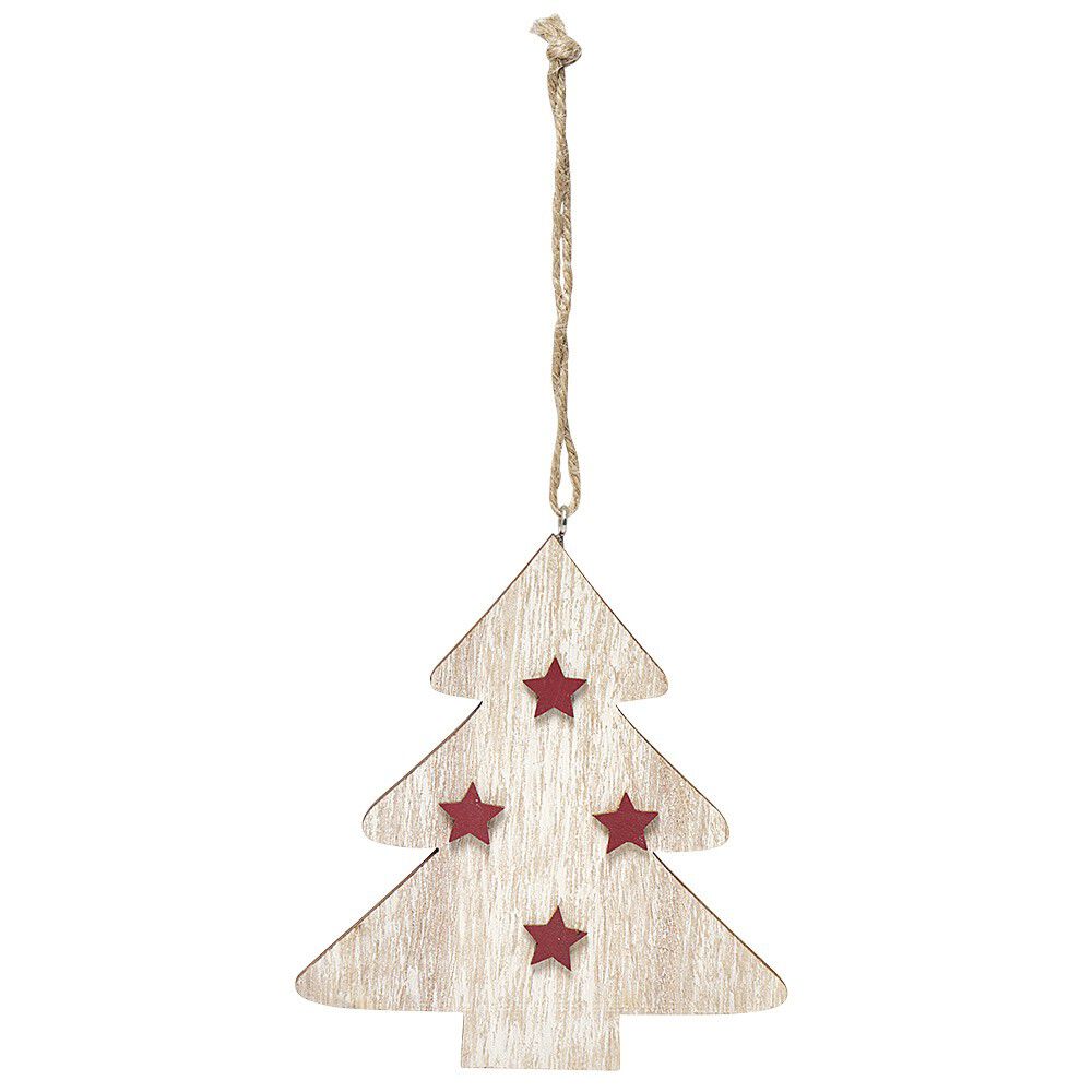 Suspension de No&euml;l en bois motif incrusté étoile