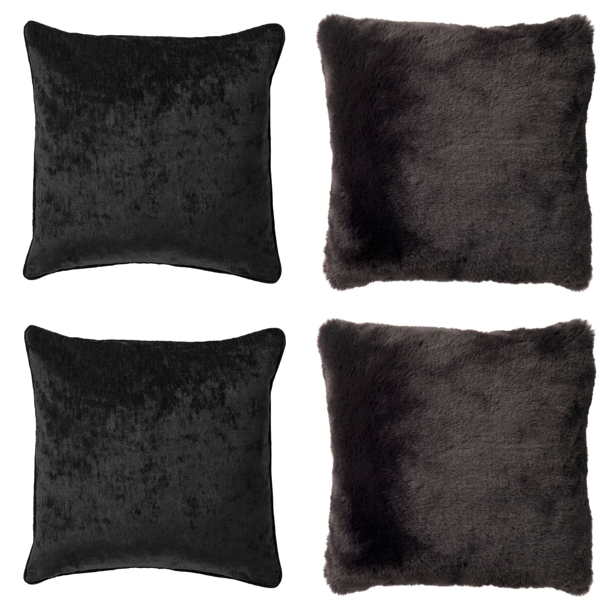 KUSSENSET - 4-delig - Soft Elegance - 45x45 cm - inclusief binnenkussens - zwart