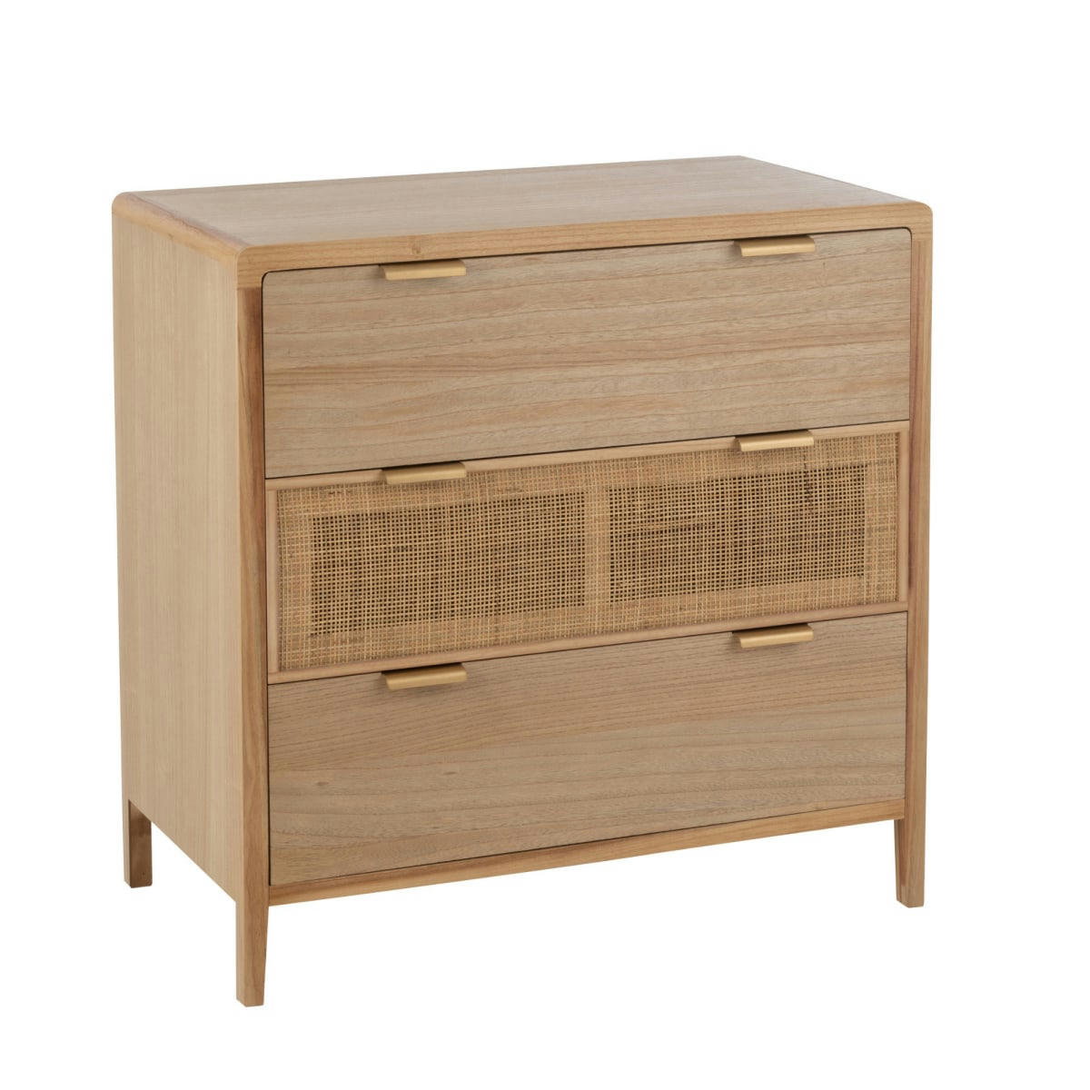 EDMON - Commode 4 tiroirs design en bois et rotin naturel