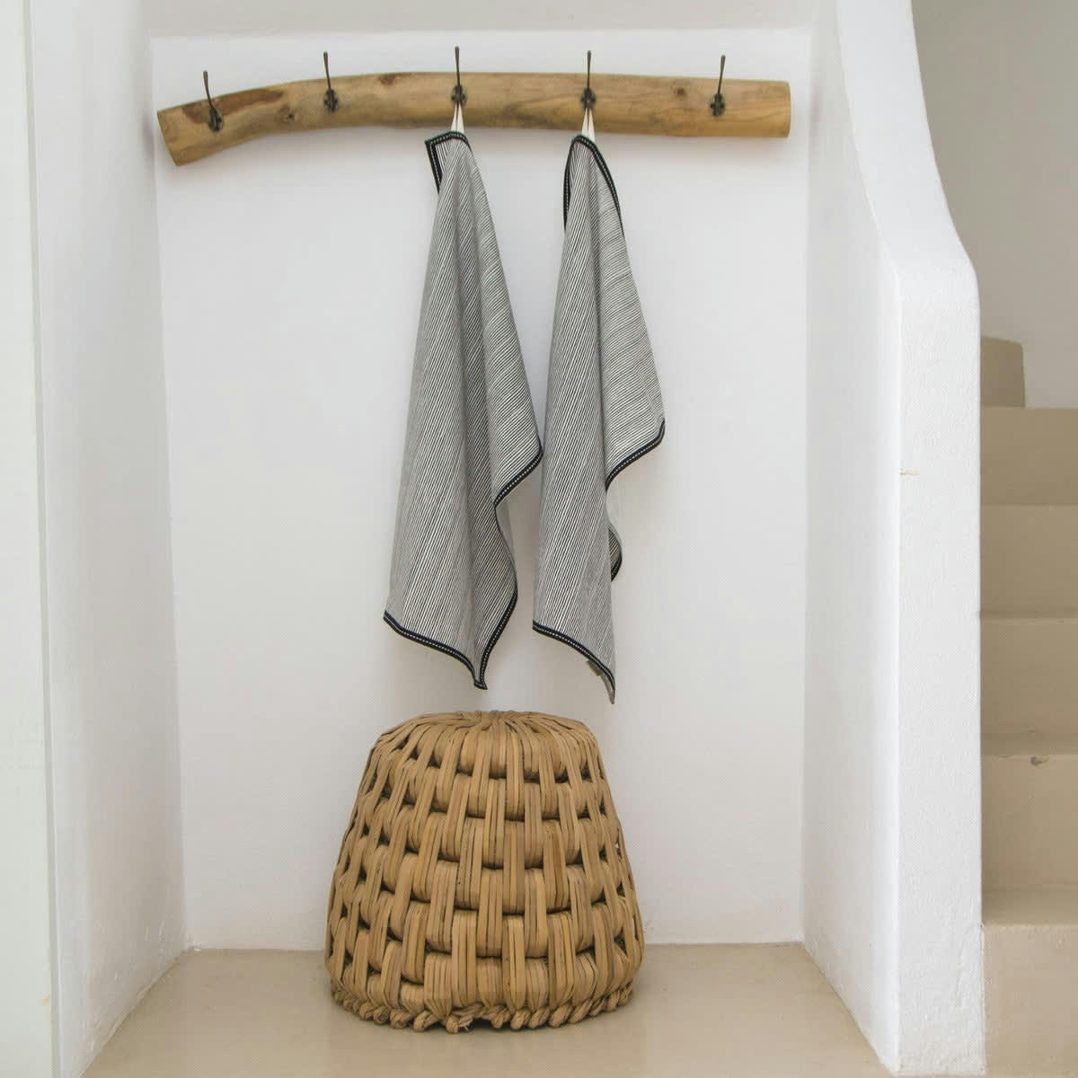 PINSTRIPE - Torchons (x2) coton  50x75 noir