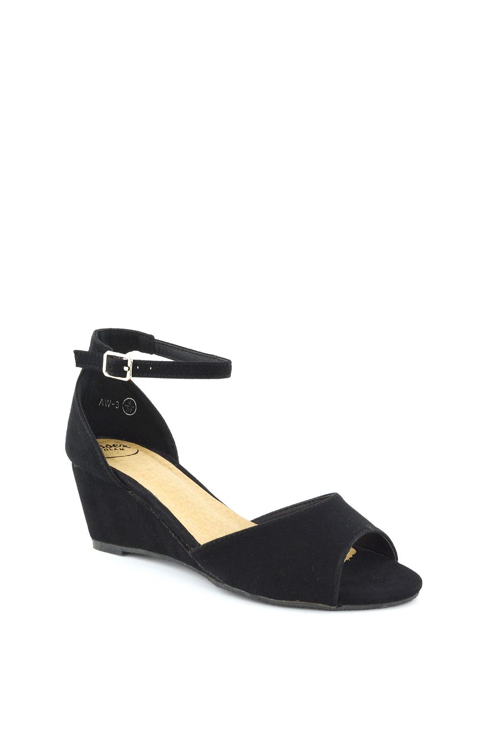 XY London Lottie' Peeptoe Mid Wedge Heel Sandals