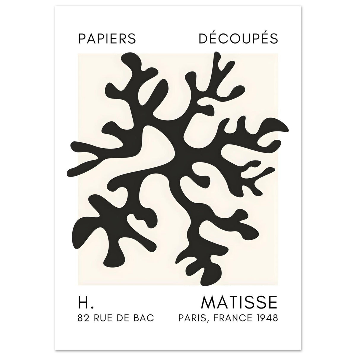 Artfulprints Poster Matisse – Dreamy coral flower black  - 50x70 cm - Zwart
