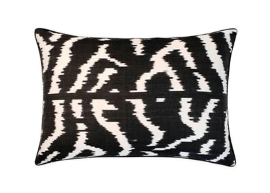 - Housse de doussin double soie ikat  40x60 noir