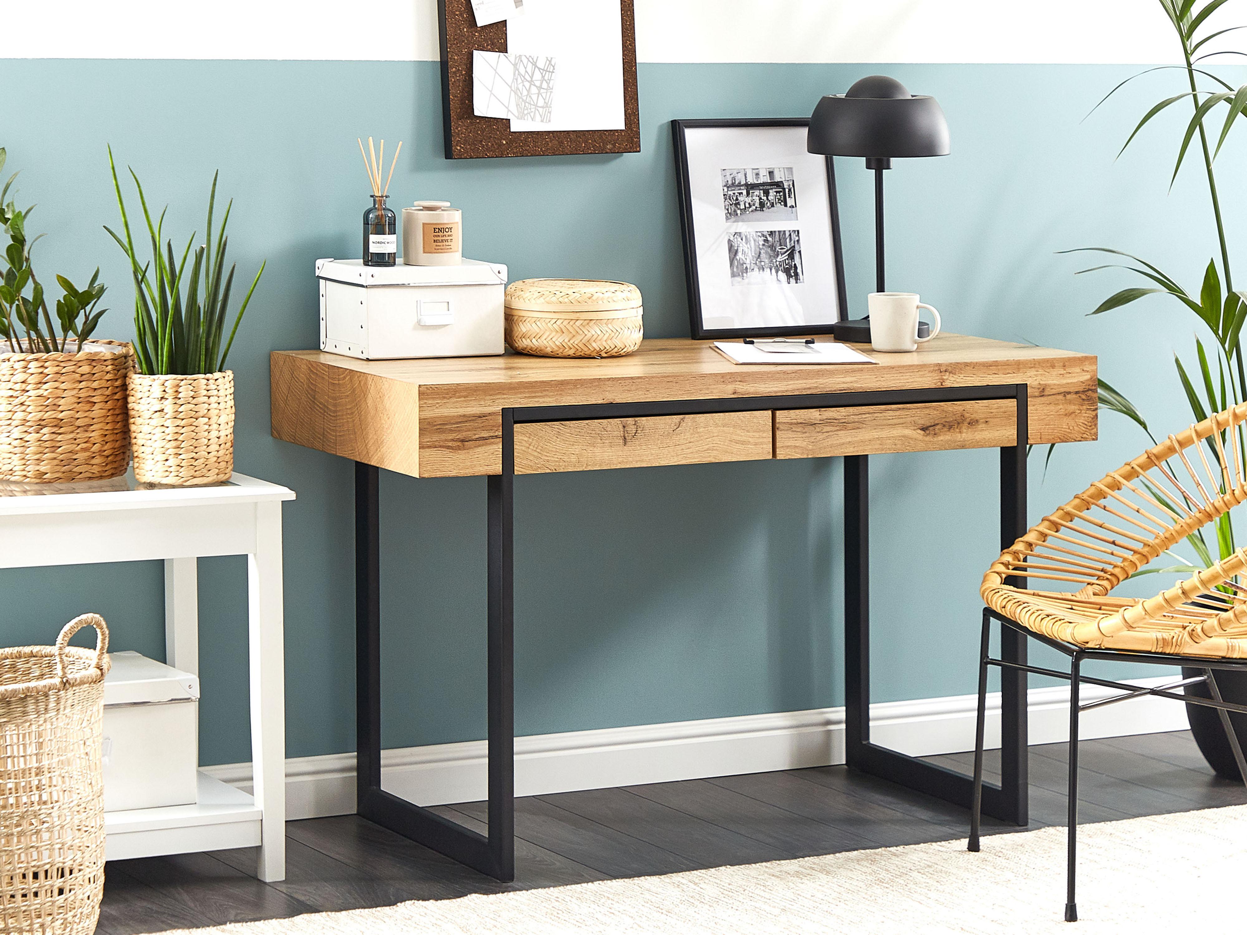 Home Office Desk VIDA Light Brown 120 cm 55 cm with Storage