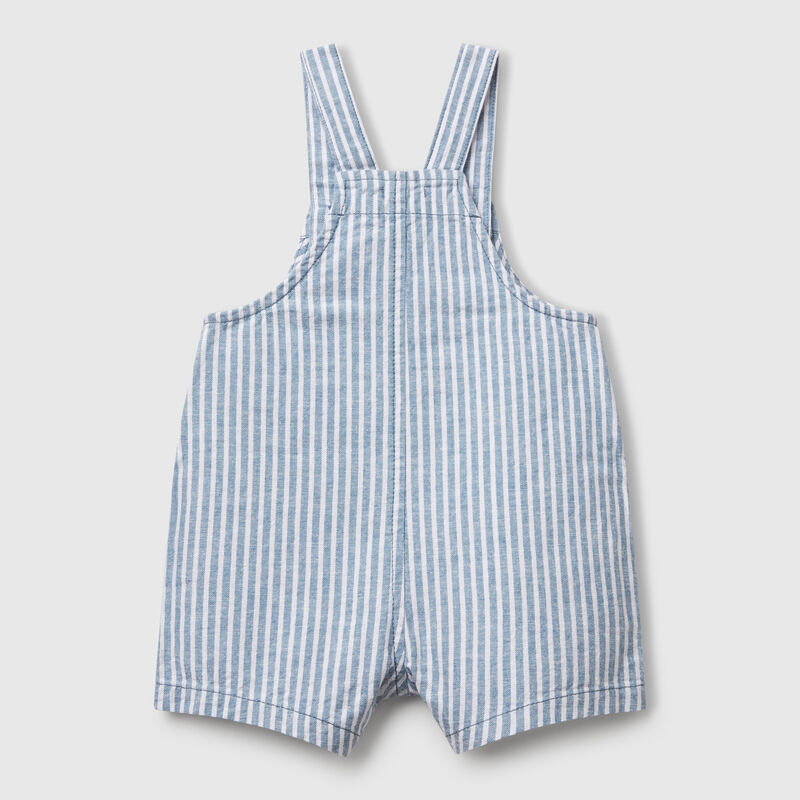 Striped dungarees in linen blend
