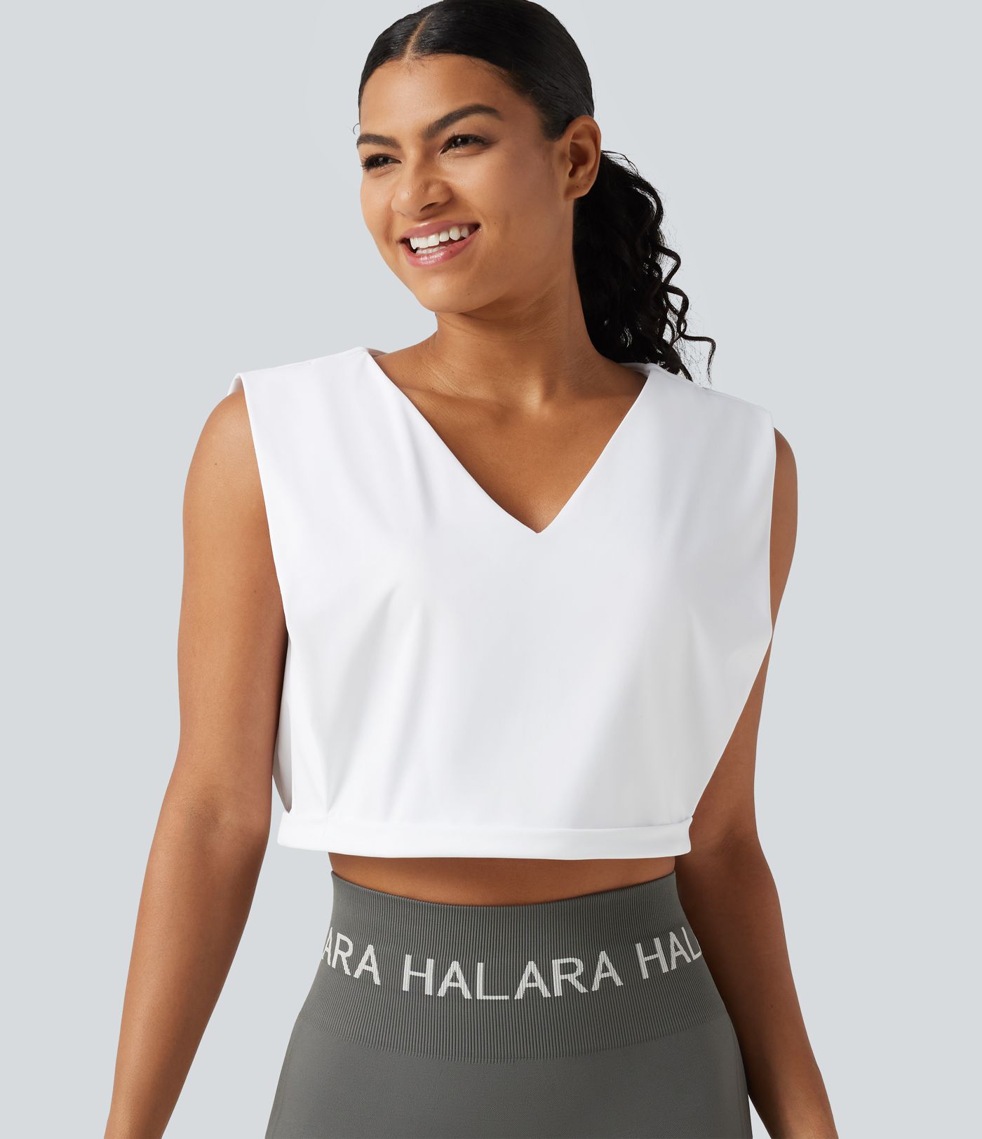 Débardeur yoga crop top SoftlyZero™ Airy col V toucher frais, protection solaire UPF50