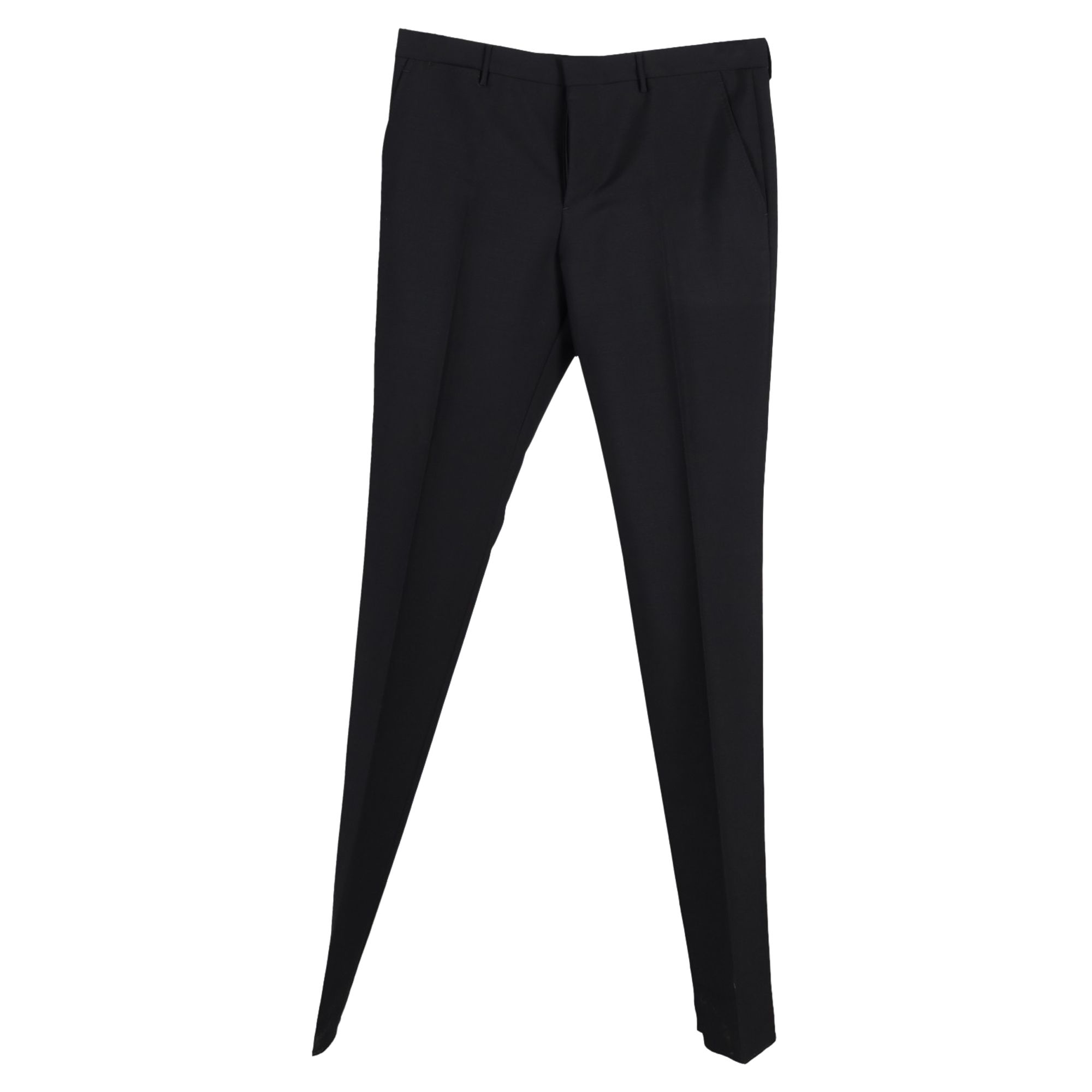 Burberry Preloved Mid-Waist Straight-Leg Trousers in Black Wool