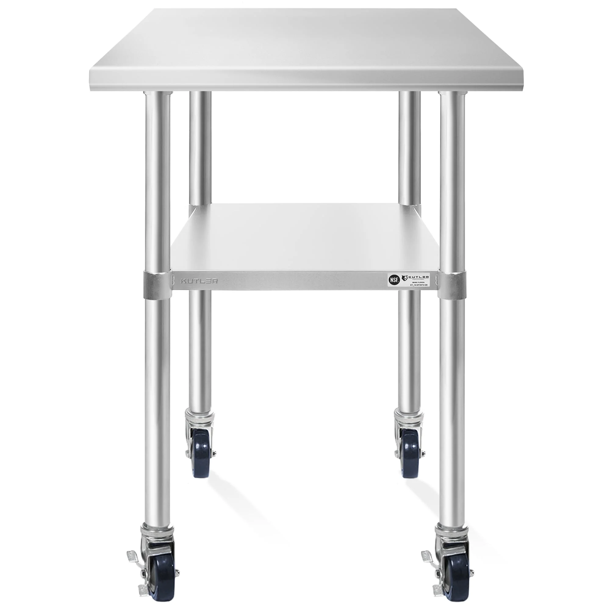 24 x 30in NSF Commercial Stainless Steel Prep and Work Table w Wheels - 24 x 30
