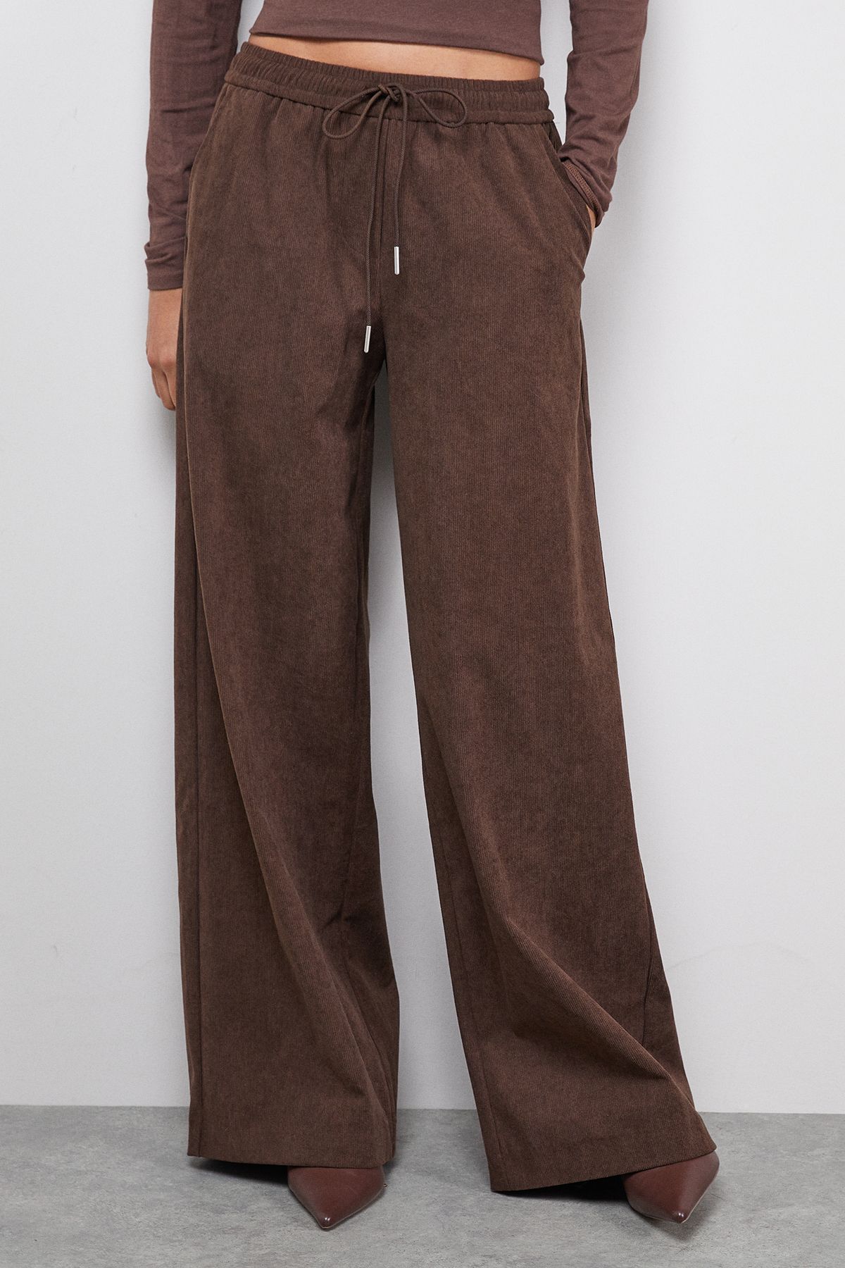 Warehouse Wide Leg Cord Drawstring Trouser Co-ord