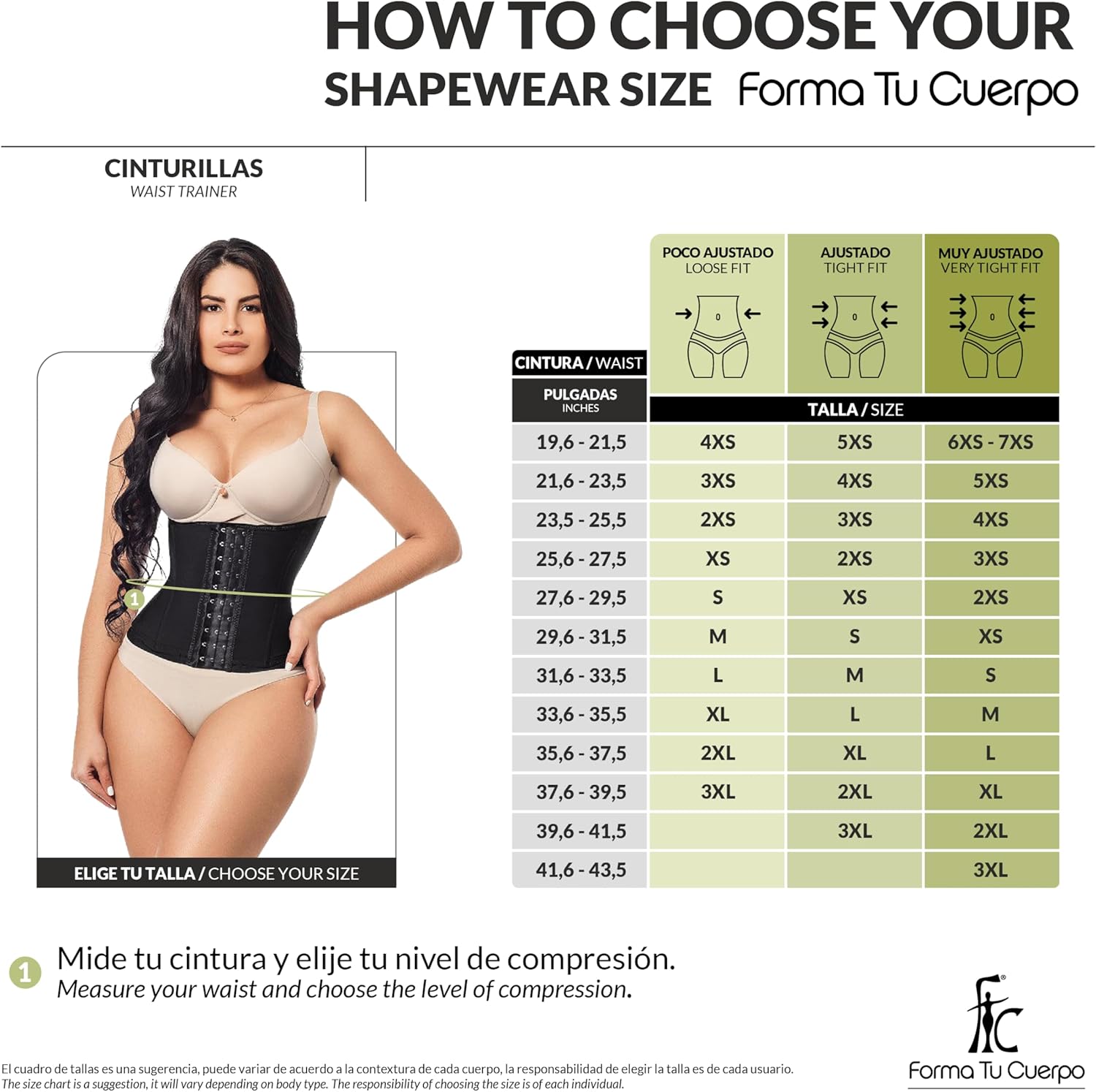 Forma Tu Cuerpo Waist Trainer for Women, Fajas Colombianas, Hourglass Shape Faja Body Shaper, Waist Cincher for Women