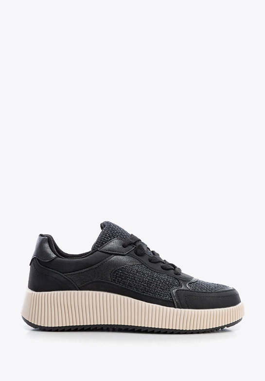 Damskie sneakersy na grubej platformie czarne