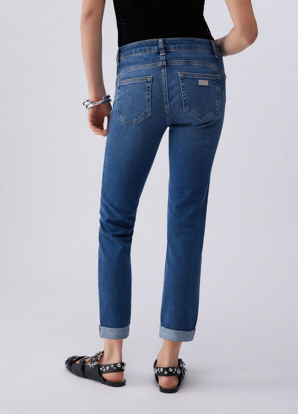 Jeans skinny con ricami gioiello