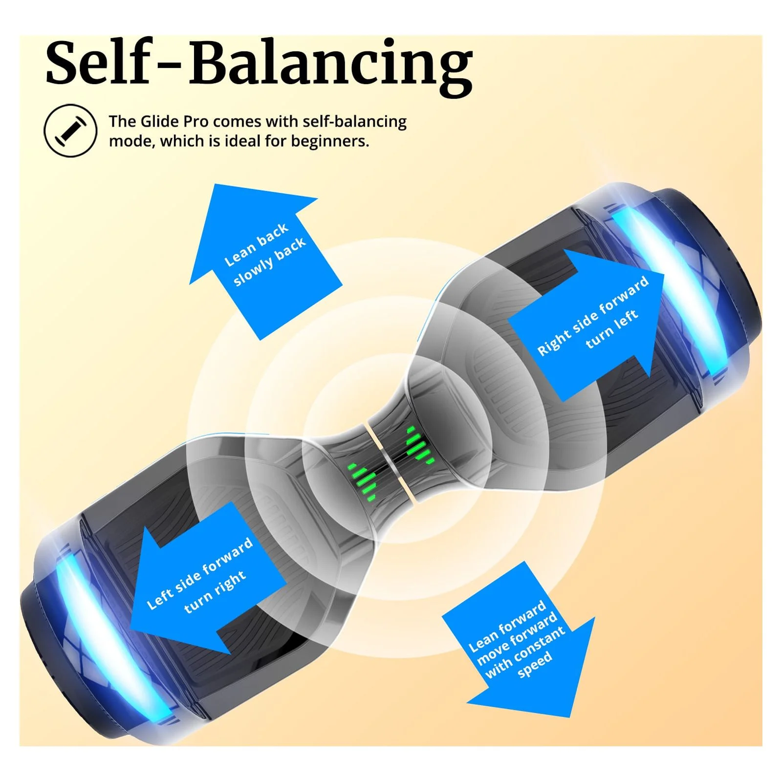 GOTRAX GLIDE PRO Bluetooth Hoverboard, 6.5 Wheels and 7 Colors Lights Self Balancing Scooters for 44-176lbs Kids Adults Silver