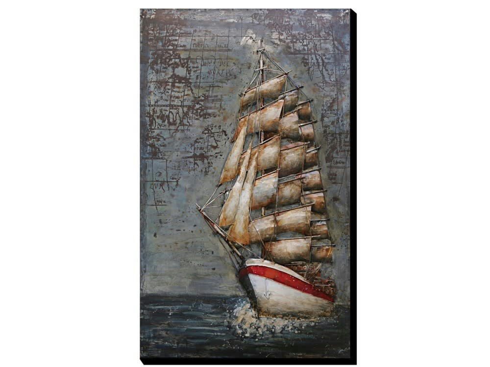 MÉTAL BRASS - Tableau relief en métal géant des mers 100x60