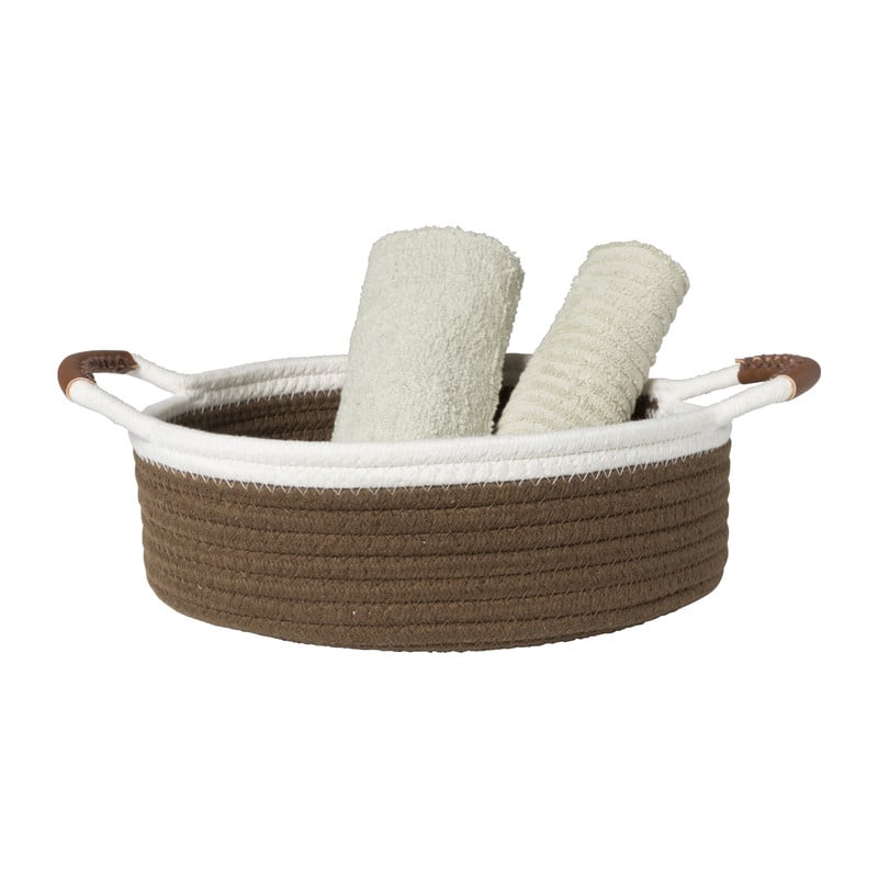 Mand colors laag - bruin/wit - &Oslash;27x9 cm