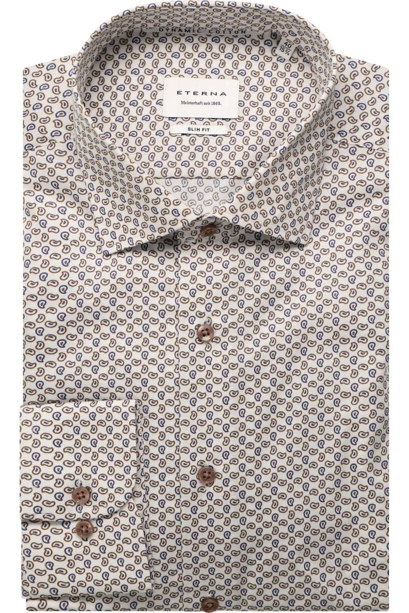 ETERNA Slim Fit Hemd beige-braun, Bedruckt