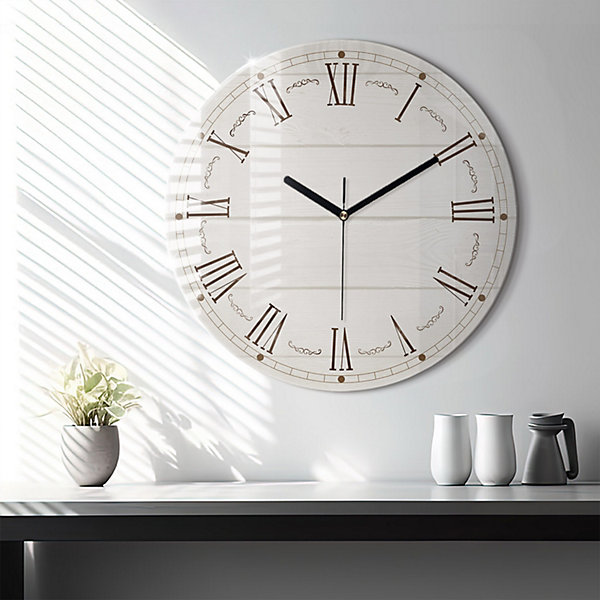 Horloge murale Wallfluent fi60 cm Aiguilles noires Chiffres romains 1 pcs