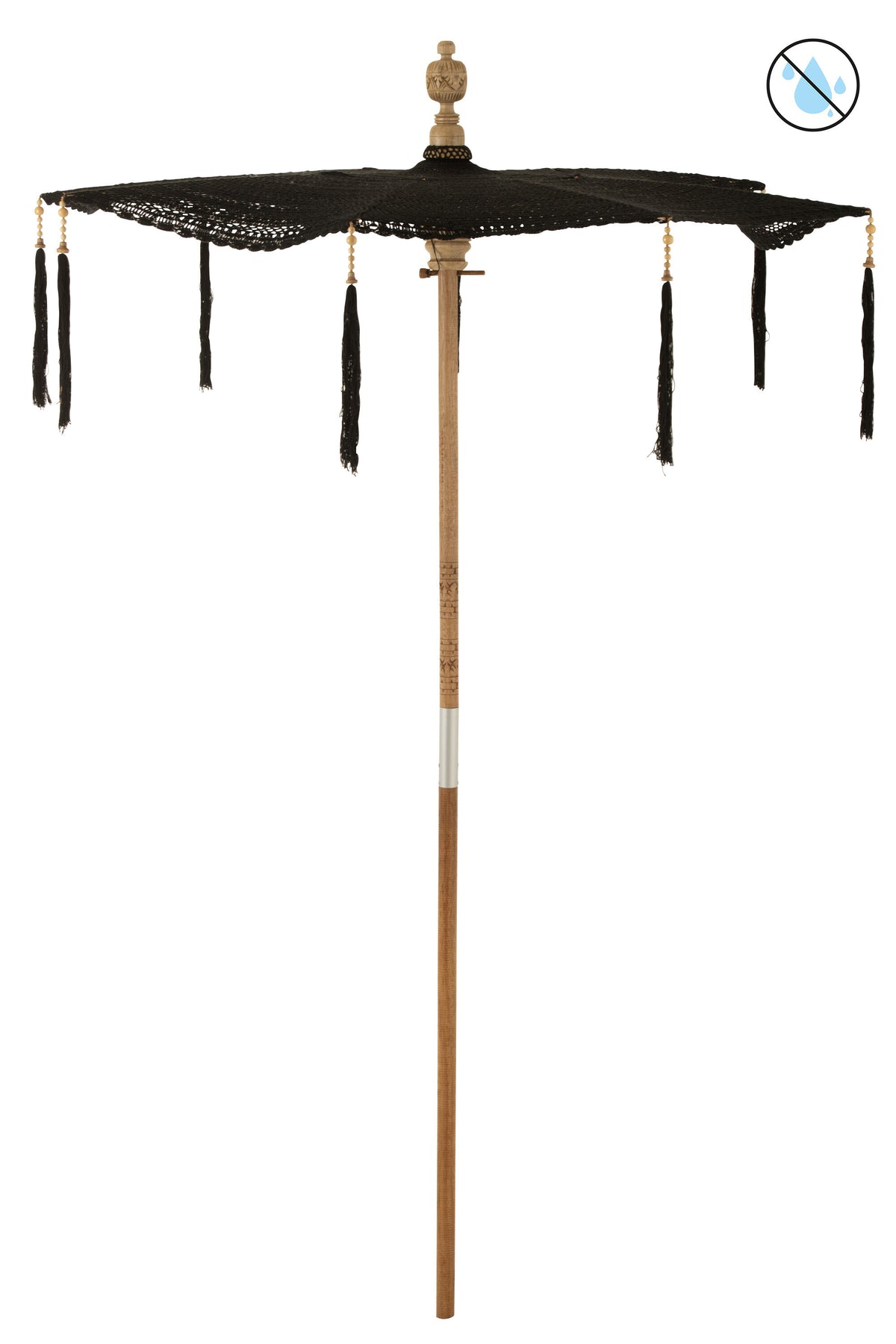 J-Line parasol Kwast - katoen - hout - zwart - large