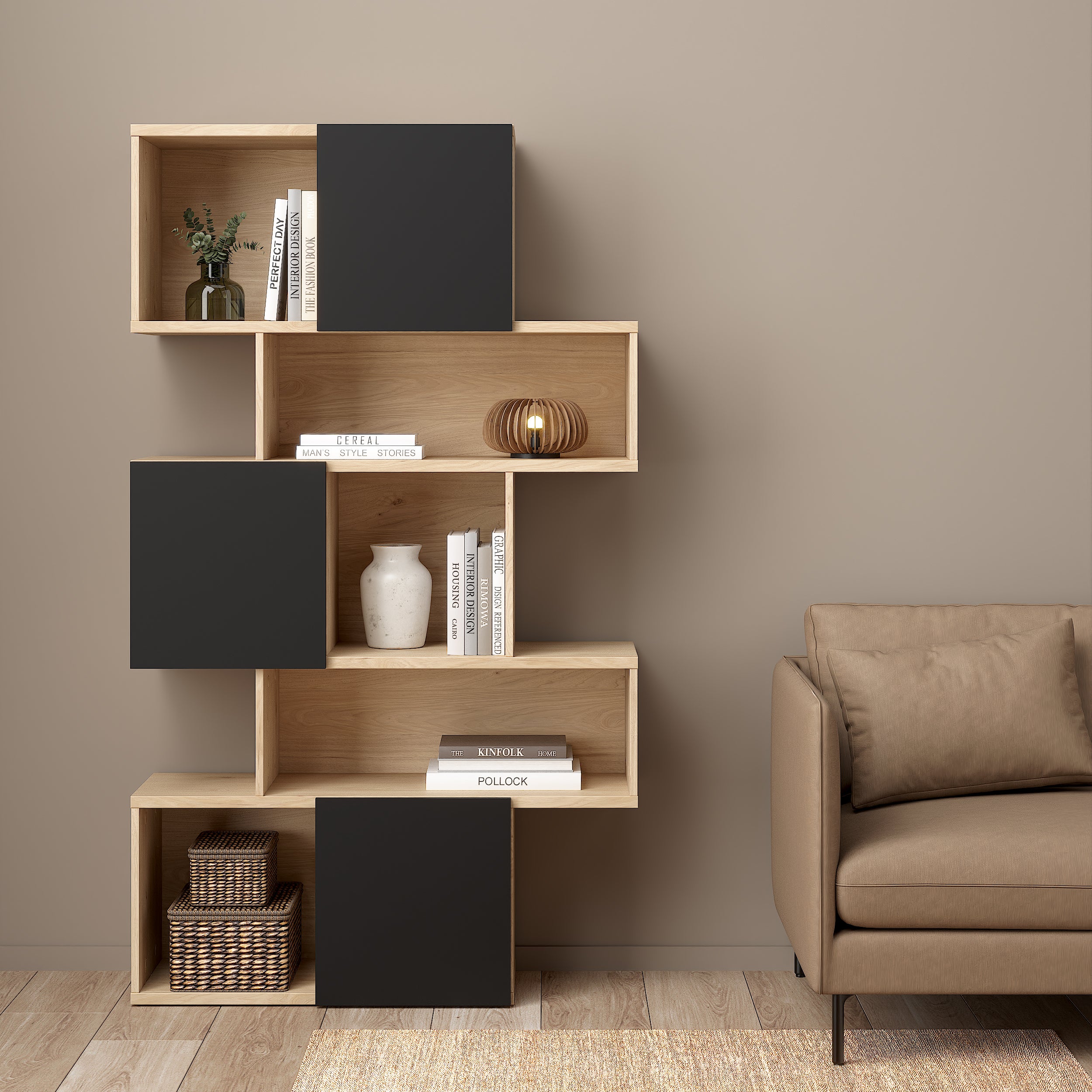 by fonQ basic Puzzle Boekenkast Asymmetrisch - Zwart