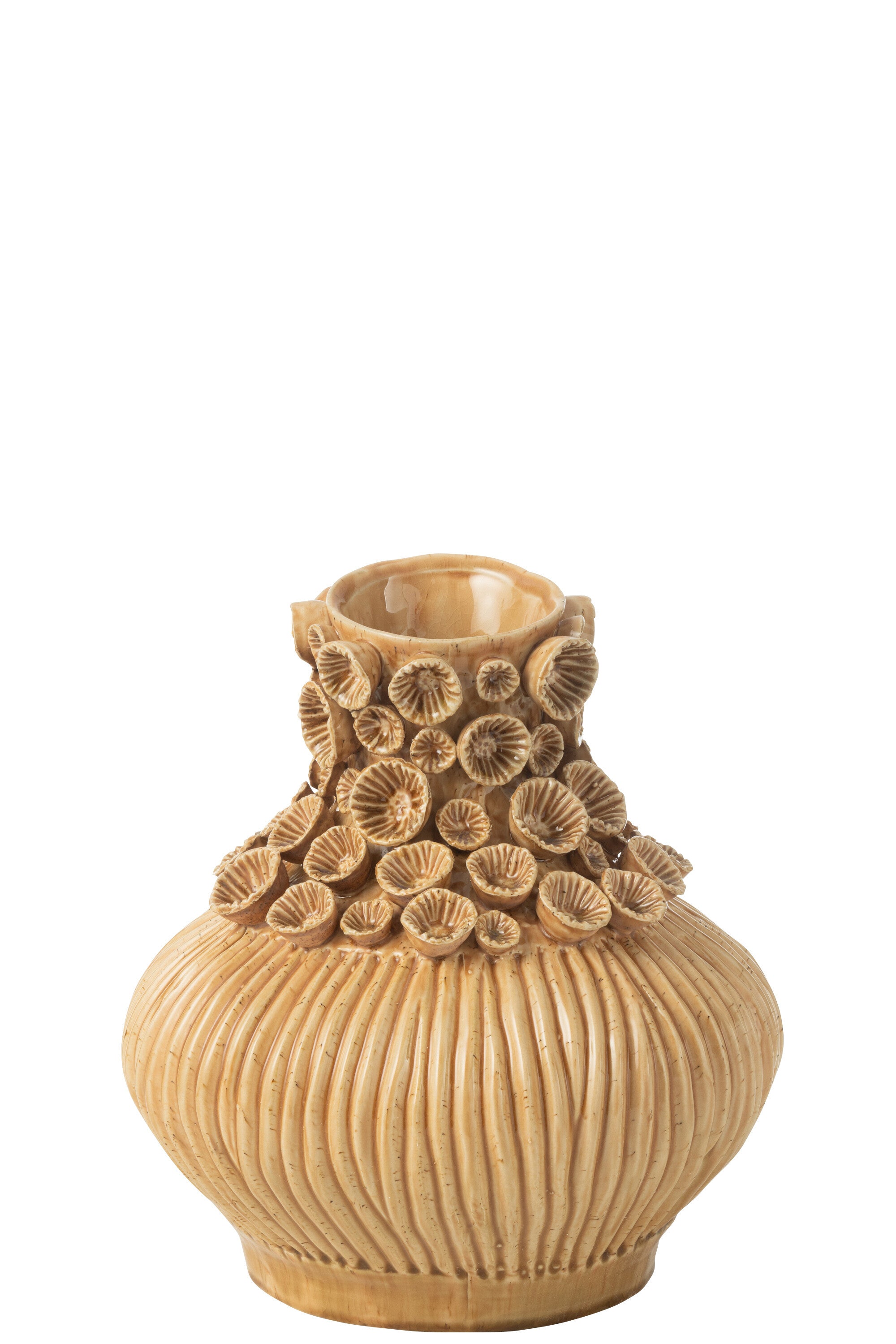 J-Line Vaas Gourd Koraal - keramiek - oker - Ø 32 cm