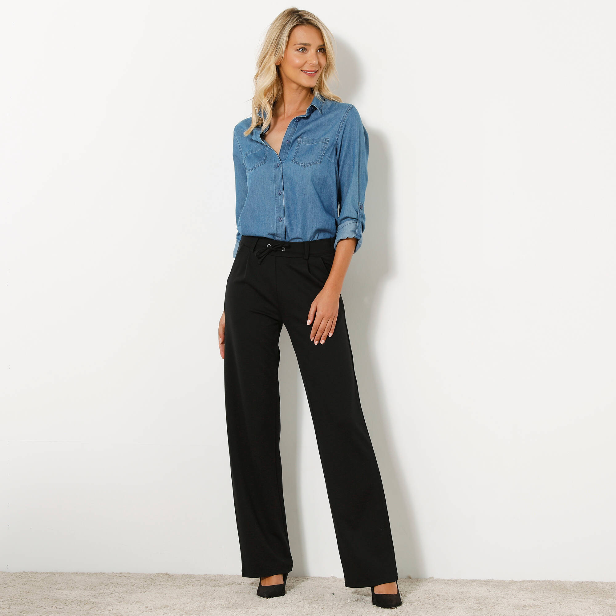 Pantalon droit, maille milano