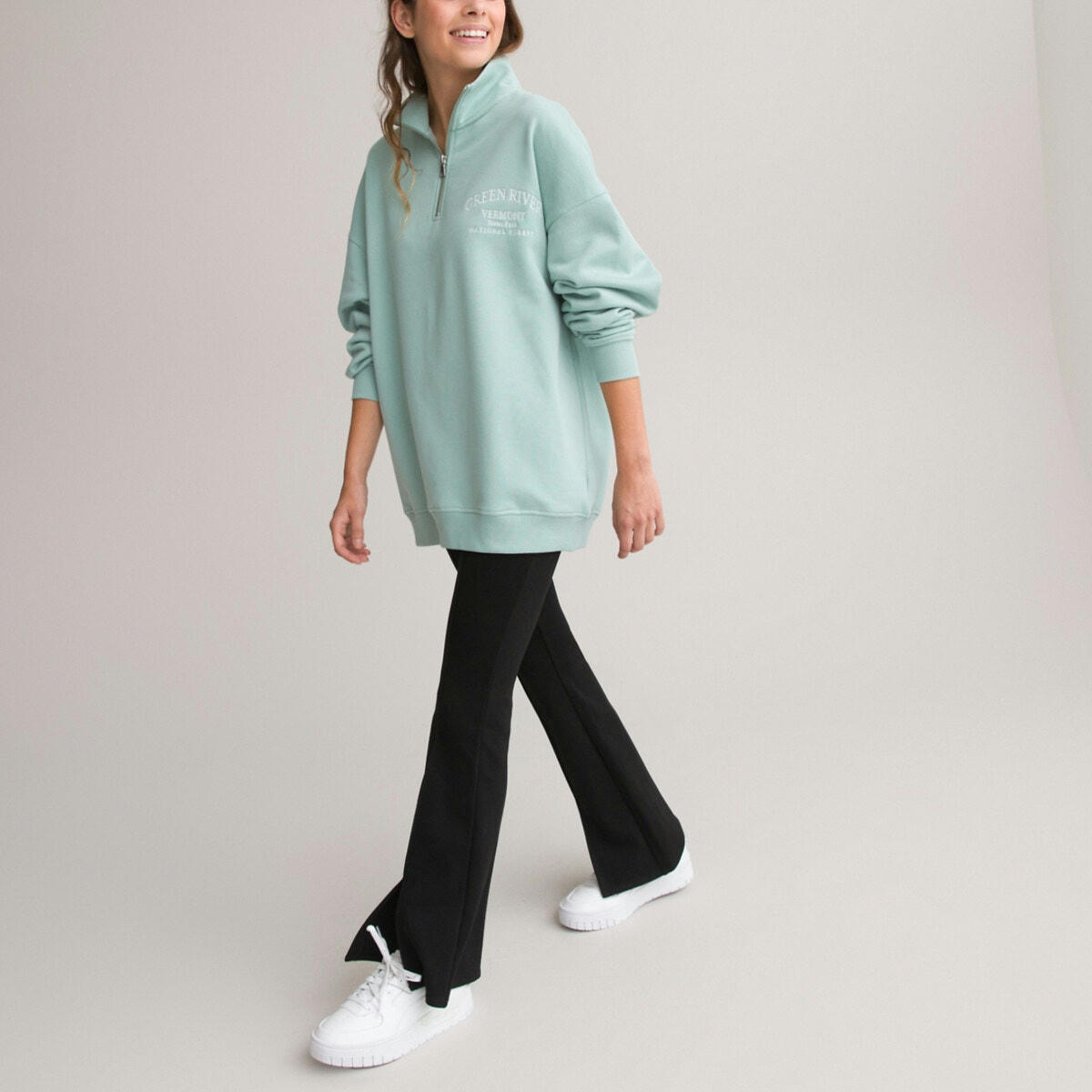 Sweat oversize col montant zippé en molleton
