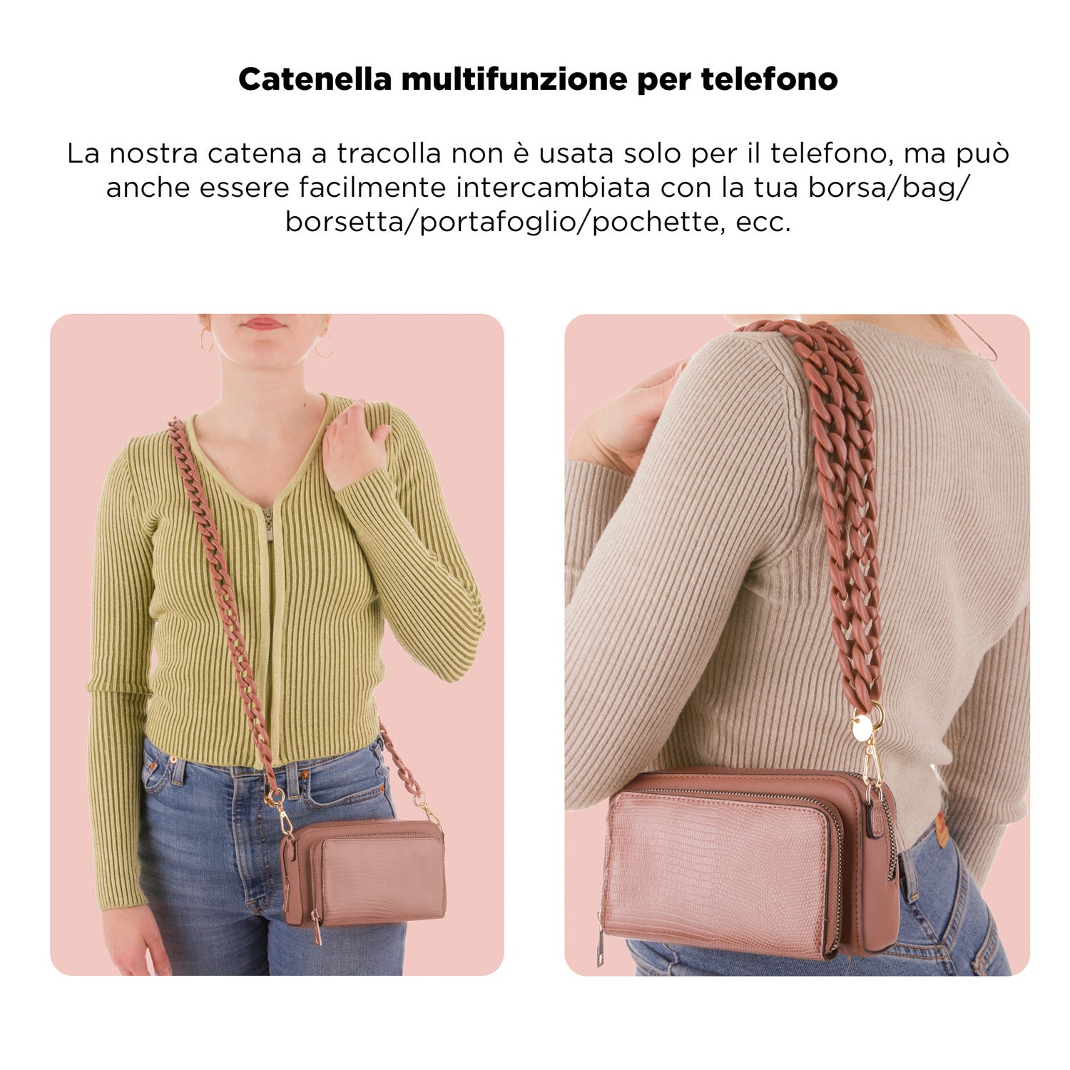 Tracolla smartphone e borsetta marrone 120 cm – Fashionally
