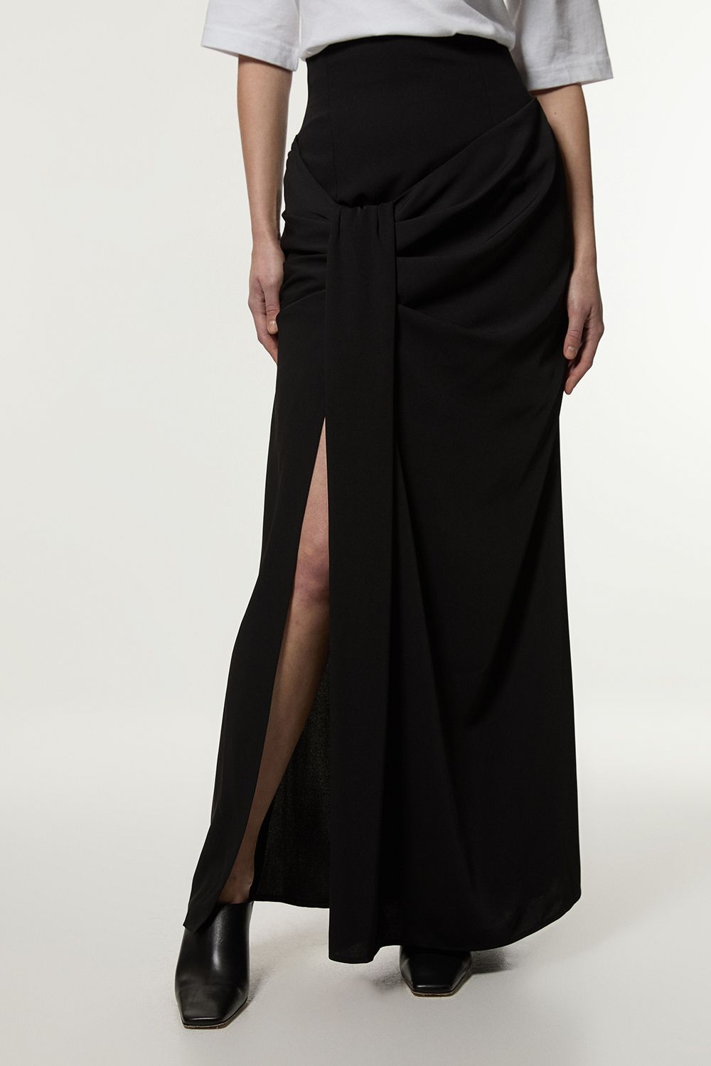 KarenMillen Soft Tailored High Waisted Draped Maxi Skirt
