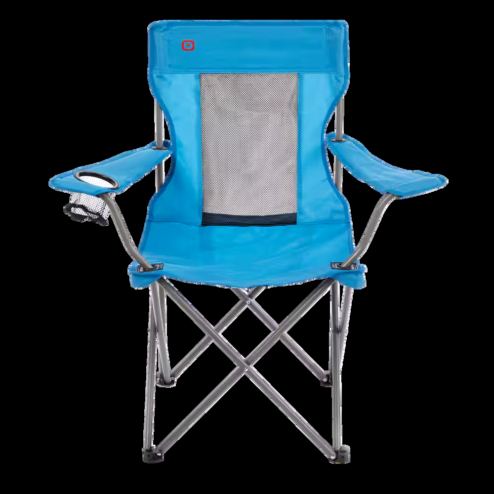 Outbound Mesh Back Folding Camping Quad Chair w/ Cup Holder & Carry Strap, Assorted