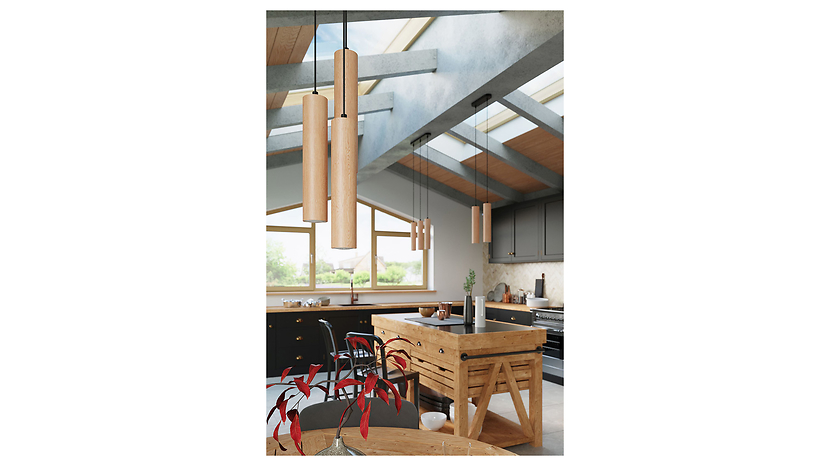 Lampa wisząca Lino 3-punktowa drewniana brązowa