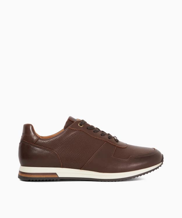 Trilogy Brown - Wide Fit Suede Lace Up Trainers