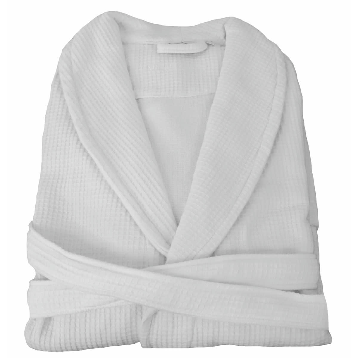 MILLE NOTTI - Peignoir nid d'éponge double face en coton blanc xl