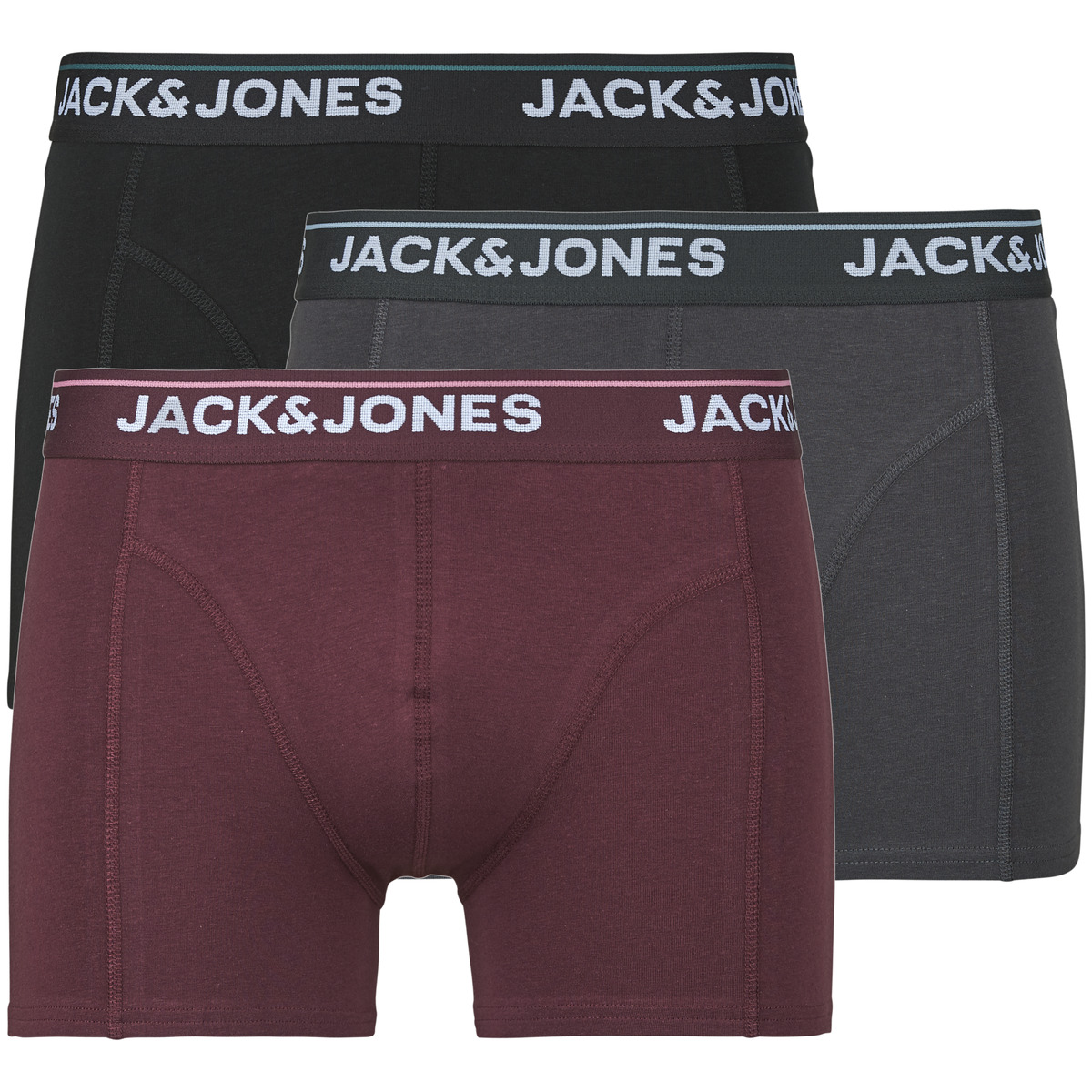 Jack & Jones - JACTIMOTHY SOLID TRUNKS X3 - Bordeaux / Grey / Black