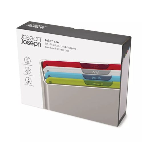 Joseph Joseph Folio Ikon 4 Piece Regular Chopping Board Set Silver 60218