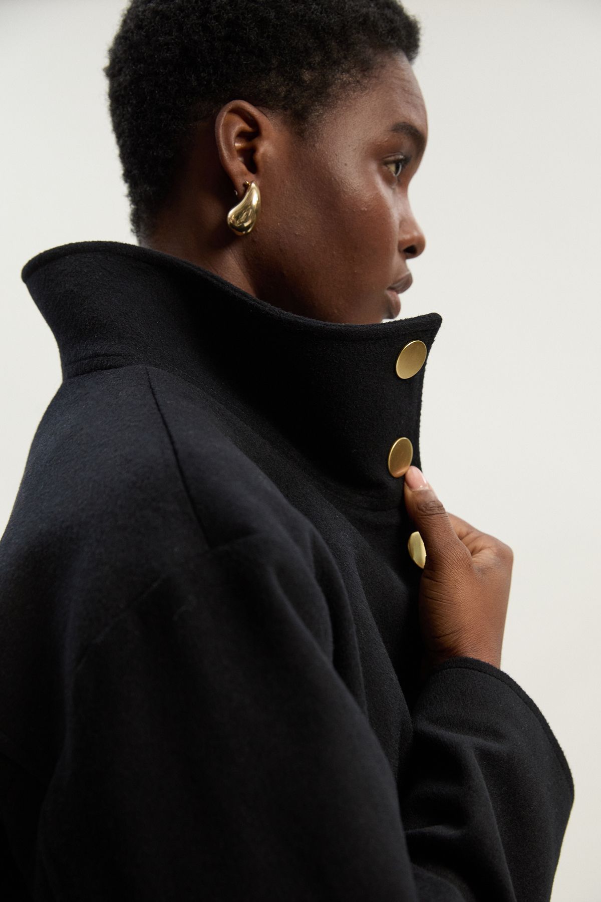 KarenMillen Brushed Wool Funnel Neck Tailored Short Coat