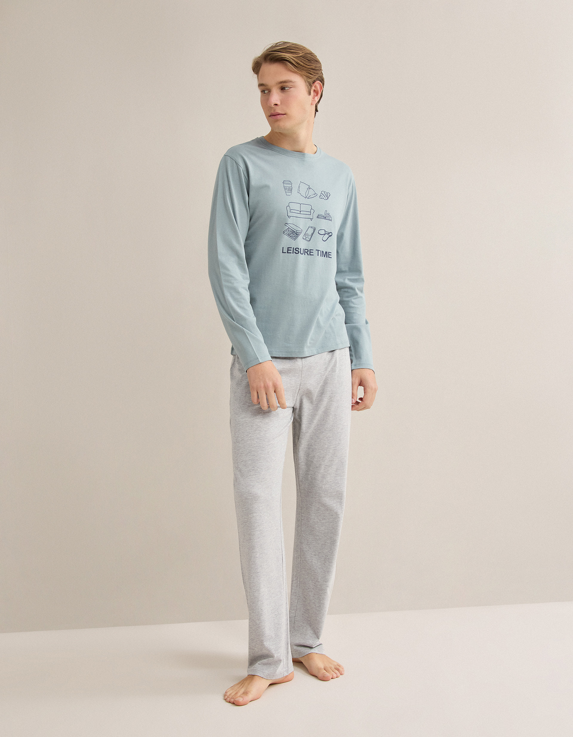 Pijama, Homem, Cinzento