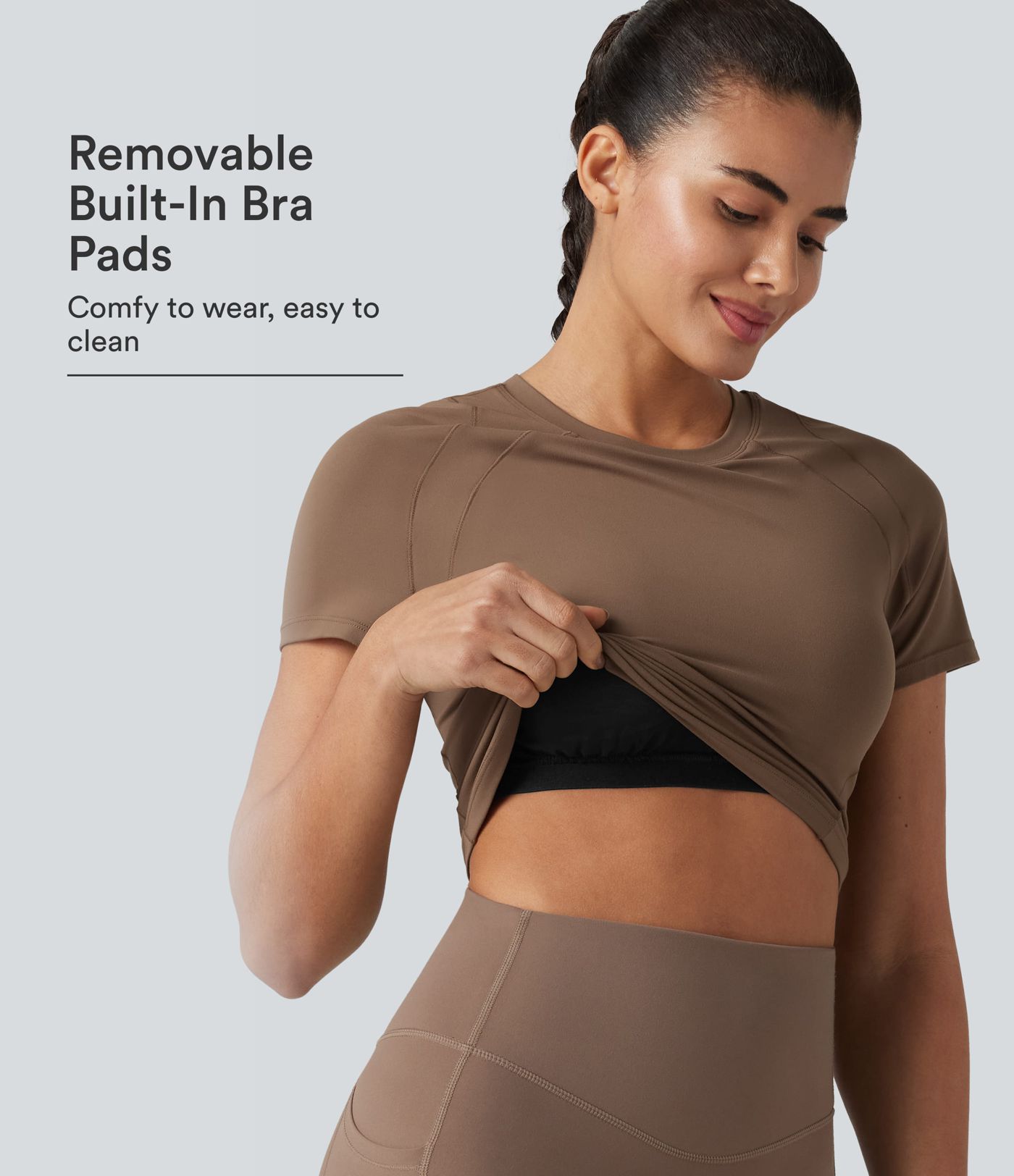 Haut de sport Softlyzero™ à manches courtes et col rond avec soutien-gorge intégré - Protection UPF50