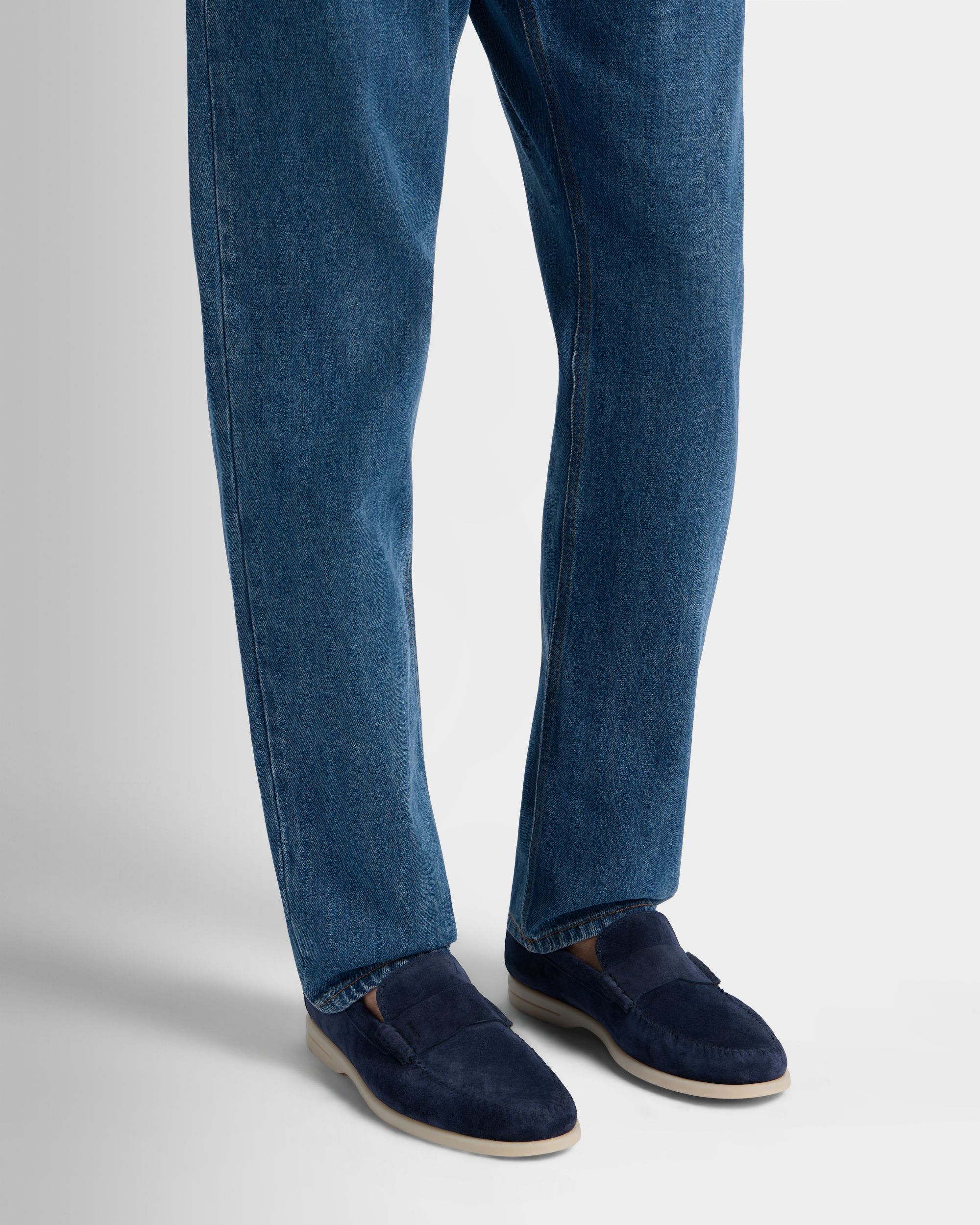 Switz Moc Loafer aus Veloursleder in Navy Blue