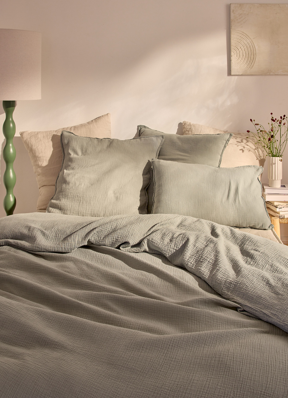 HOUSSE DE COUETTE DOUBLE GAZE DE COTON MOUSSE