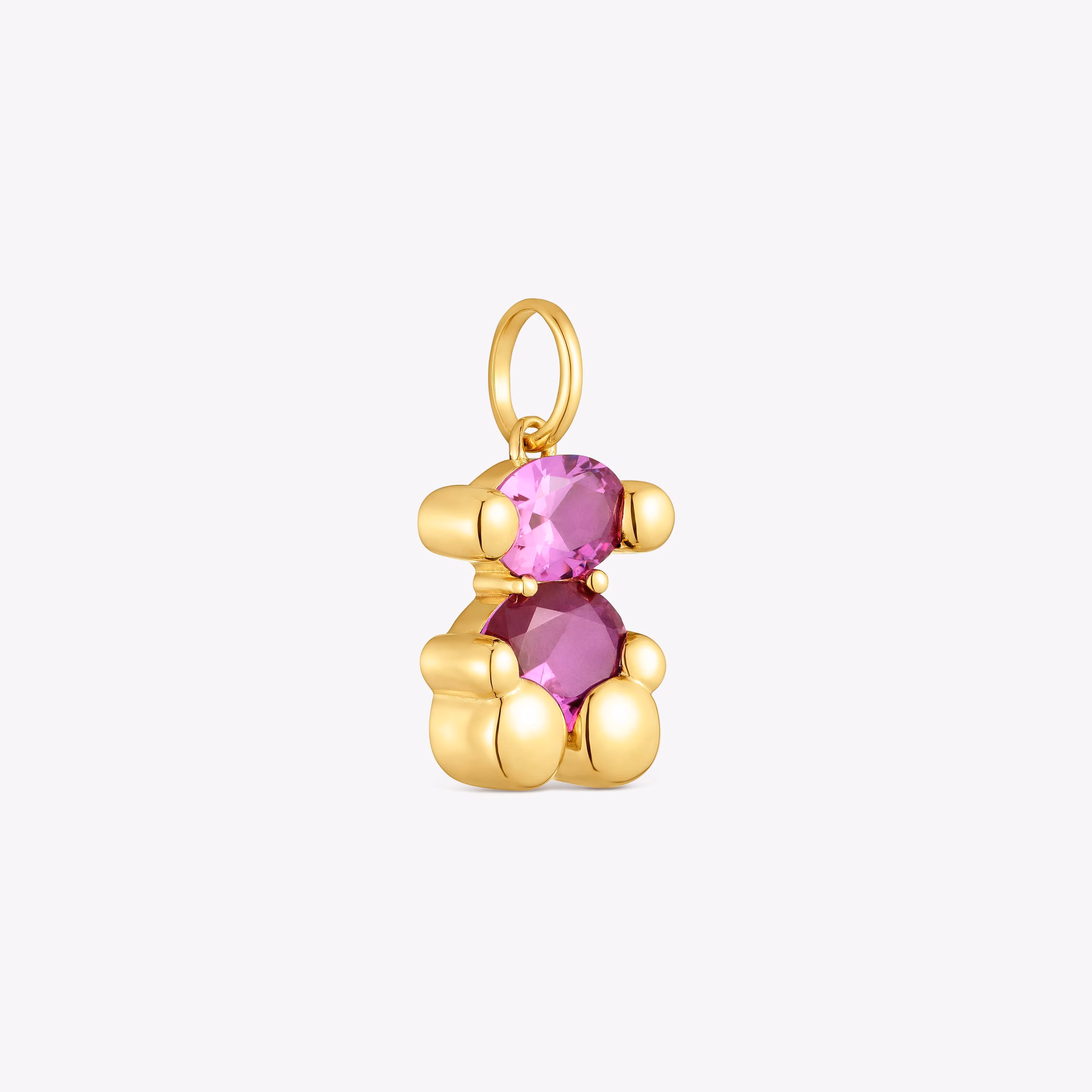 Colgante pequeño motivo oso con baño de oro 18 kt sobre plata y rubí creada en laboratorio Color Bear LGG