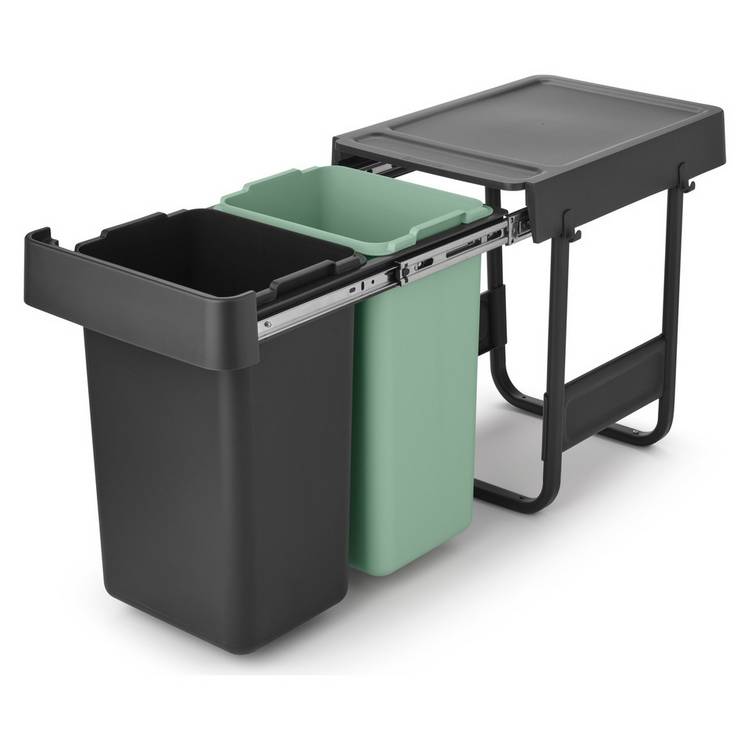 Brabantia Sort & Go 2x15 Litre Built-in Bin - Dark Grey