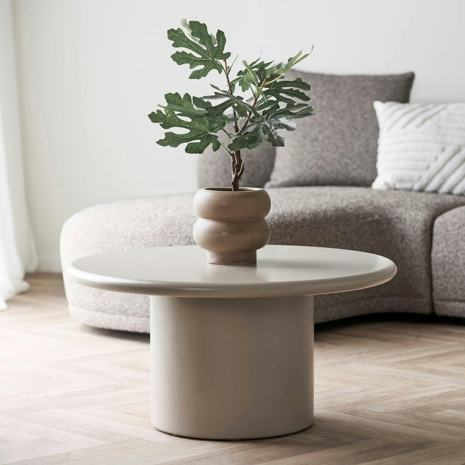 Cache-pot design organique céramique beige H 17,5 cm
