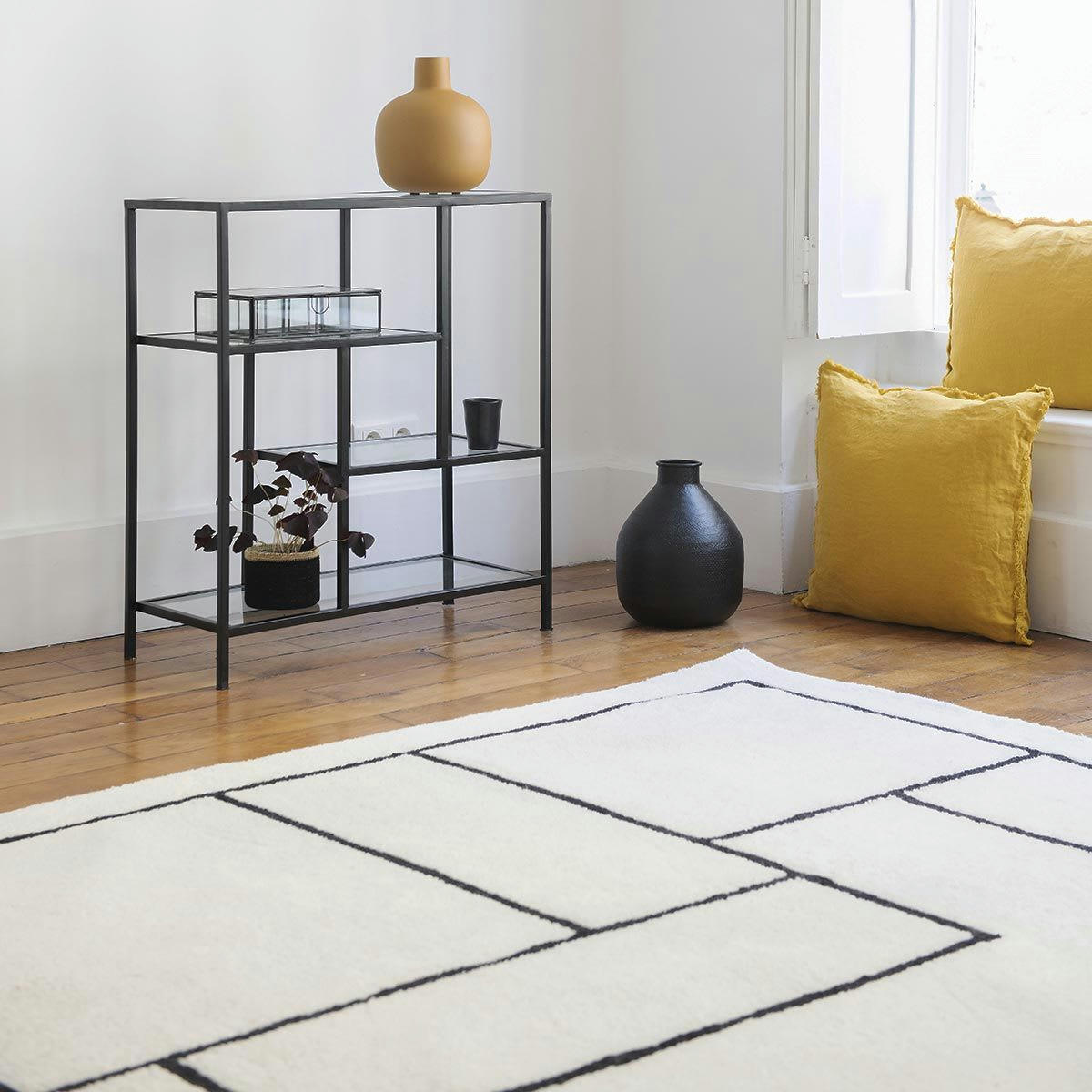 - Tapis en laine tissé main à motifs