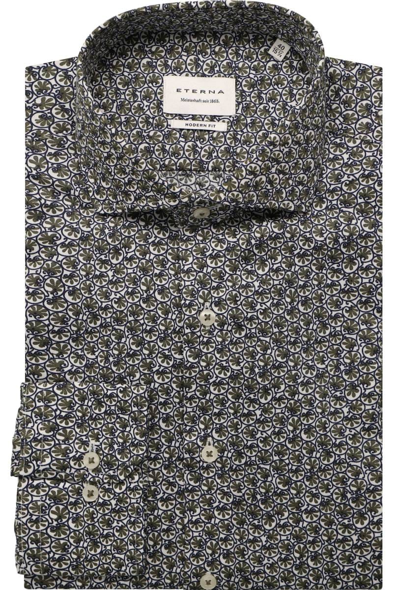 ETERNA Modern Fit Hemd grün, Bedruckt