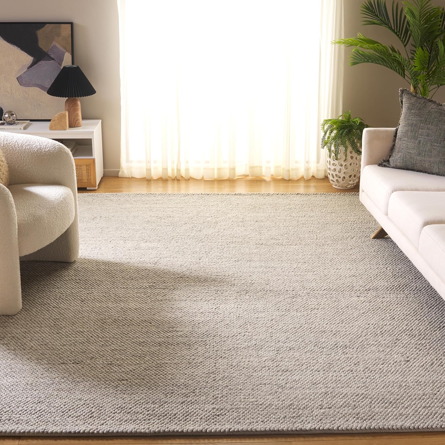 SAFAVIEH Area Rug 8x10 - Natura Collection - Large - Grey & Ivory, Handmade Wool Blend, Textured Design, Ideal for Living Room, Bedroom, Dining Space (NAT425F)