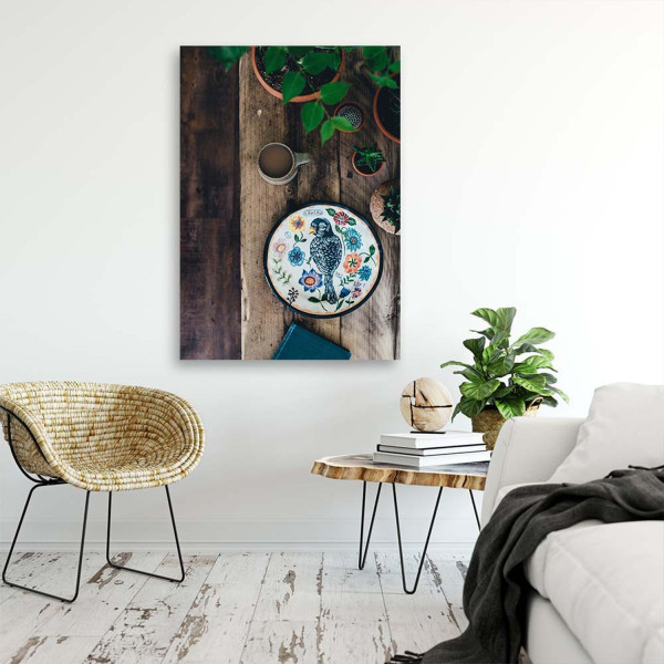 Feeby Obraz na płótnie Talerzyk z ptaszkiem 40x60